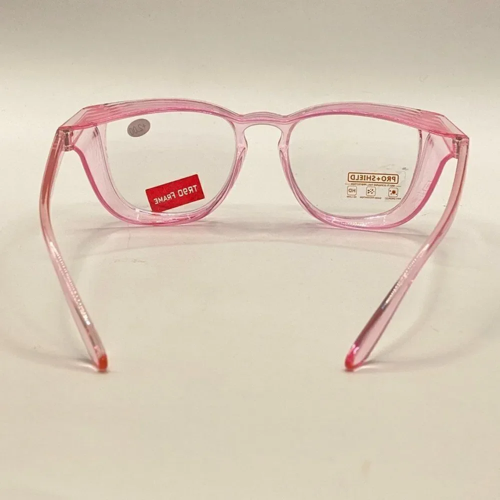 0857 Pro + Shield Full Protection Magnification Glasses 2.00 TR90 Pink Frames…